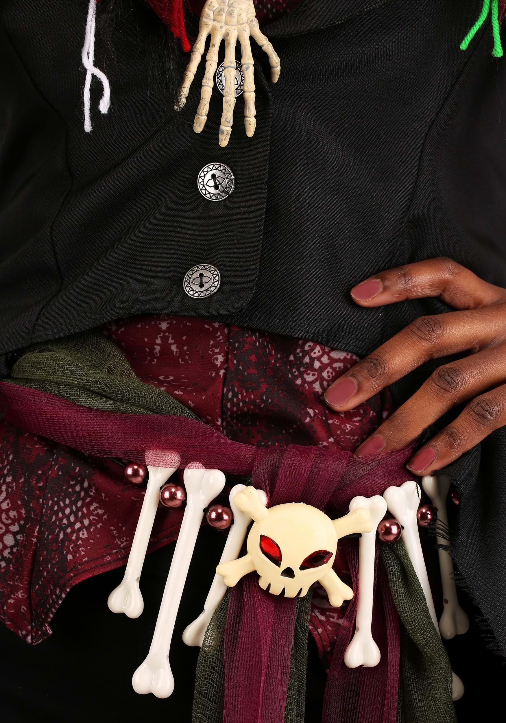 Women’s Voodoo Magic Costume – Deluxe Witch Doctor Outfit with Hat, Vest & Accessories