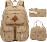 Pink Leopard Corduroy 3-Piece School Backpack Set
