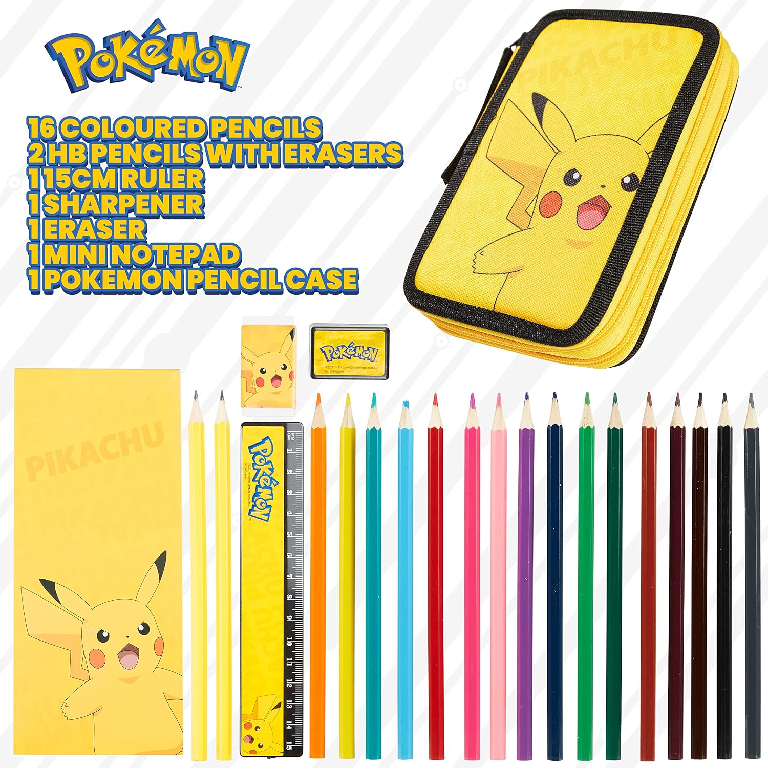 Yellow Character Pencil Case Set with Colored Pencils