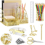Green Desk Organizer and Office Supplies Set
