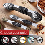 Magnetic Stainless Steel Measuring Spoons Set – Dual-Sided, Precision Sizes with Leveler (8-Piece)