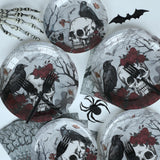 Halloween Gothic Tableware Set – 96 Pcs Plates, Napkins & Forks with Skull, Rose & Crow Design