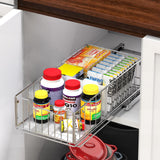 Pull-Out Cabinet Sliding Basket Organizer with Divider – Chrome Finish for Deep Cabinets