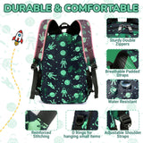 Black Green 17-Inch School Backpack with Laptop Sleeve