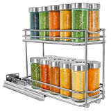 Lynk Professional Pull-Out Spice Rack Organizer – Slim 2-Tier Chrome Slide-Out Cabinet Drawer