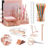 Green Desk Organizer and Office Supplies Set
