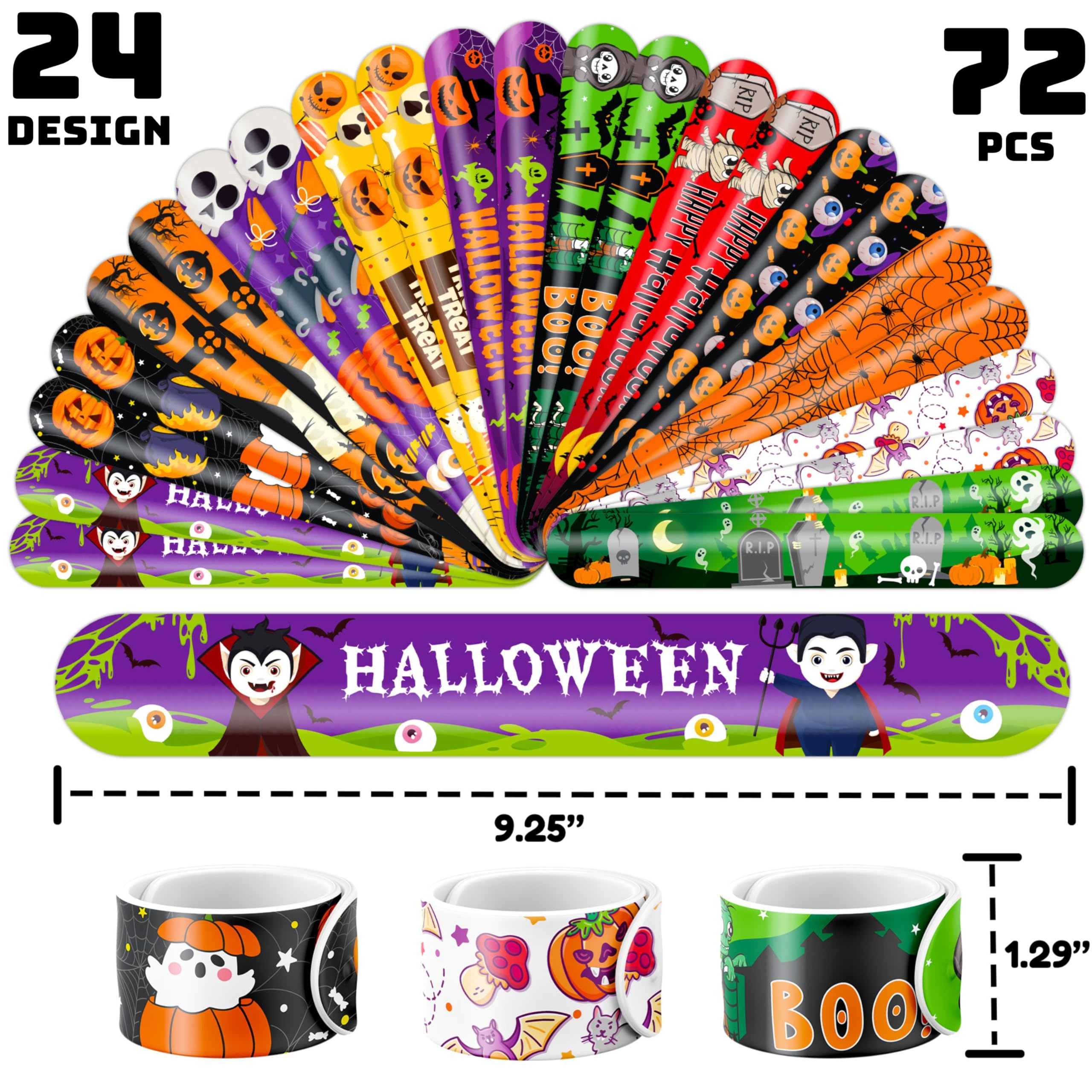 144PCS Halloween Party Favors Set – Slap Bracelets & Temporary Tattoos for Kids 🎃👻🕸 Perfect Trick-or-Treat Bundle