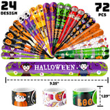 144PCS Halloween Party Favors Set – Slap Bracelets & Temporary Tattoos for Kids 🎃👻🕸 Perfect Trick-or-Treat Bundle