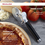 Stainless Steel Pizza Wheel Cutter with Ergonomic Handle & Finger Guard