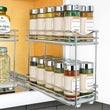 Lynk Professional Pull-Out Spice Rack Organizer – Slim 2-Tier Chrome Slide-Out Cabinet Drawer
