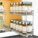 Lynk Professional Pull-Out Spice Rack Organizer – Slim 2-Tier Chrome Slide-Out Cabinet Drawer