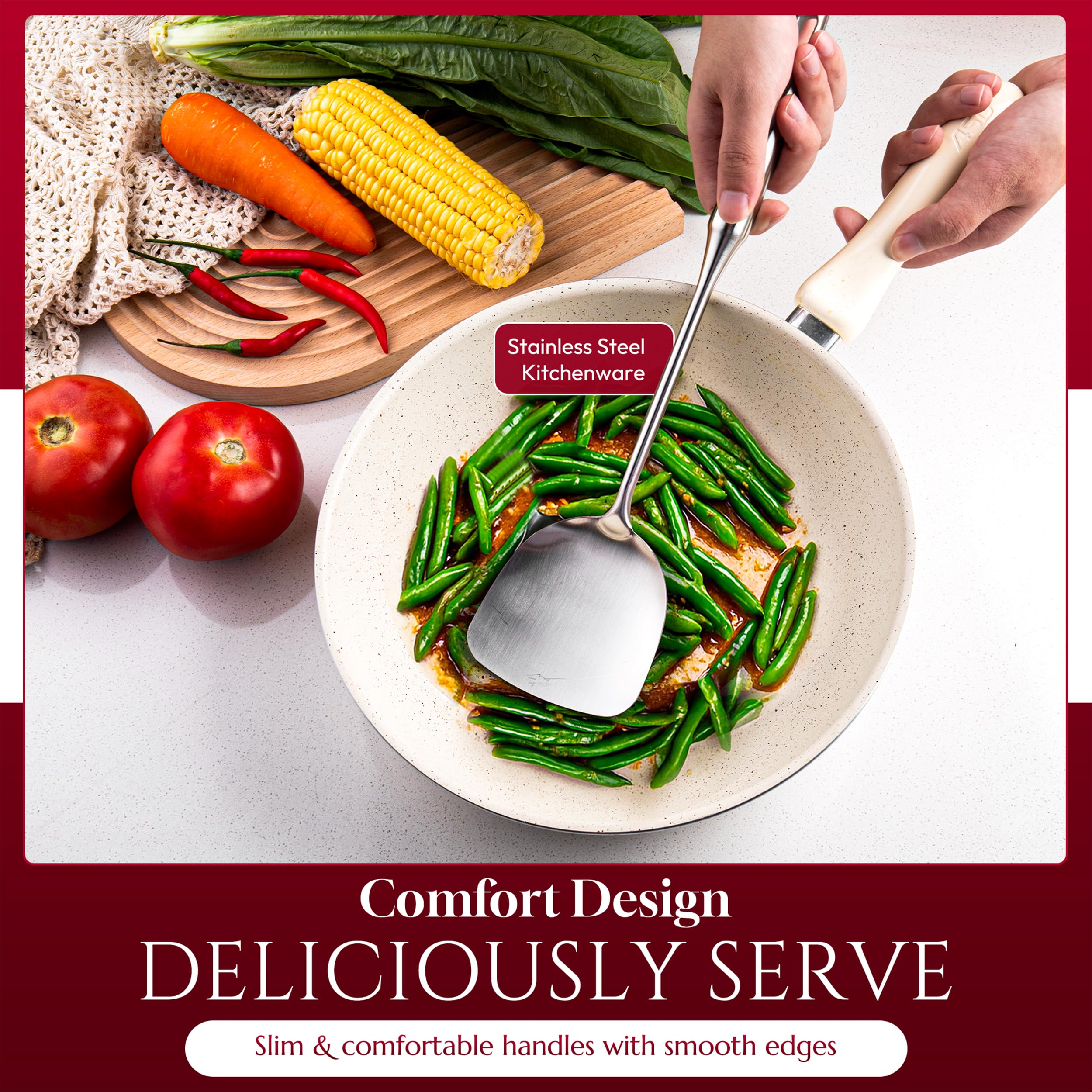 6-Piece Premium Stainless Steel Cooking Utensil Set with Ergonomic Handles – Silver
