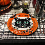 Halloween Vintage Plates – 40 Pcs Disposable 9" Paper Plates with Pumpkin, Cat, Bat & Skeleton Designs for Spooky Parties