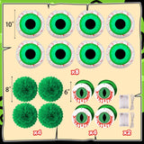 Halloween Green Eyeball Paper Lantern Set – 8 Pack with LED String Lights & Hanging Décor