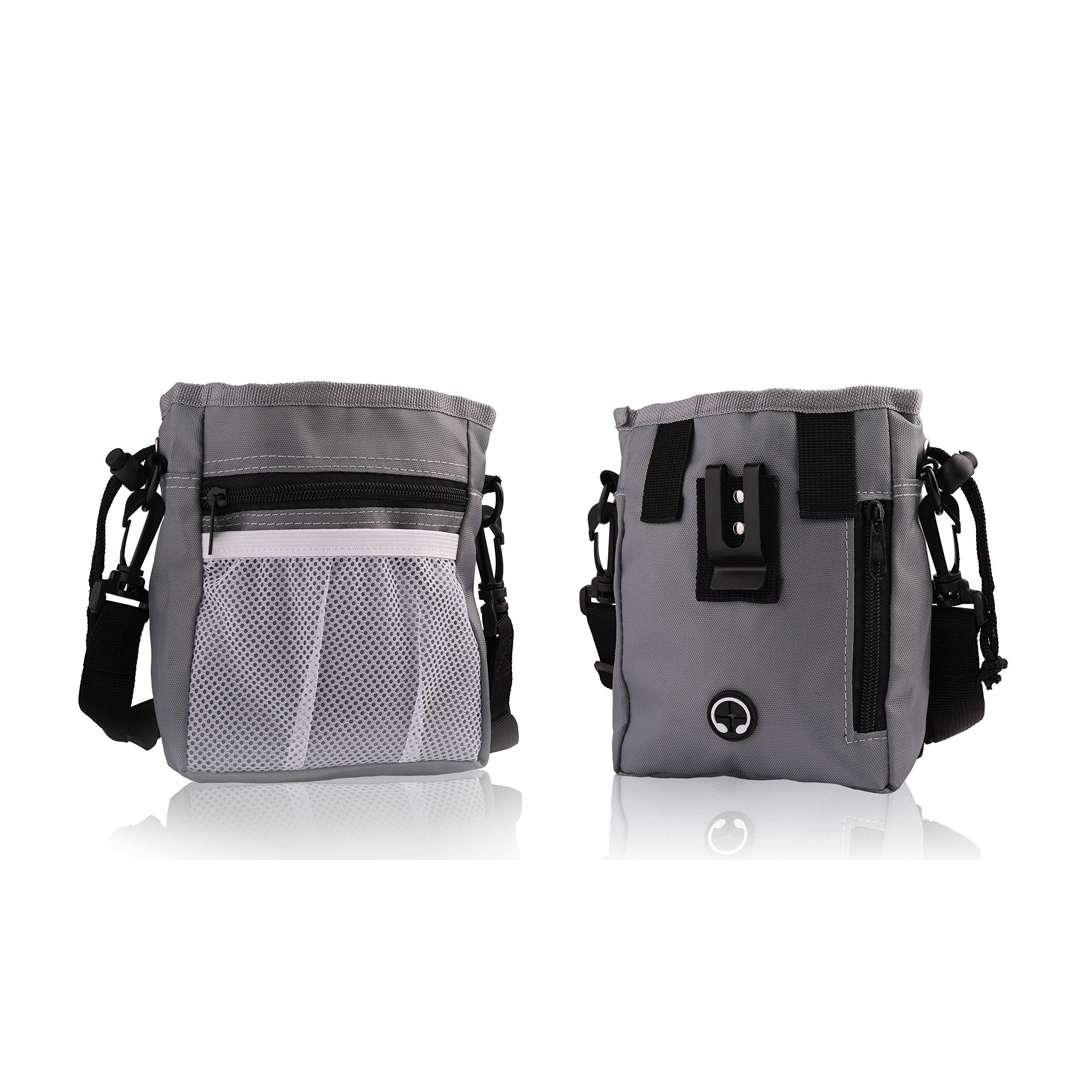 Waterproof Dog Treat Training Pouch with Adjustable Waist Belt, Poop Bag Dispenser, and Multi-Pocket Storage for Walks and Obedience Training