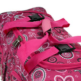 Rockland 22” Rolling Duffel Bag, Soft-Sided Travel Duffle with Extra-Large Wheels & Bandana Design (Pink Bandana)