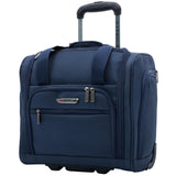 TPRC 15” Smart Underseat Carry-On Luggage with USB Charging Port, Compact Rolling Travel Bag (Navy Blue)