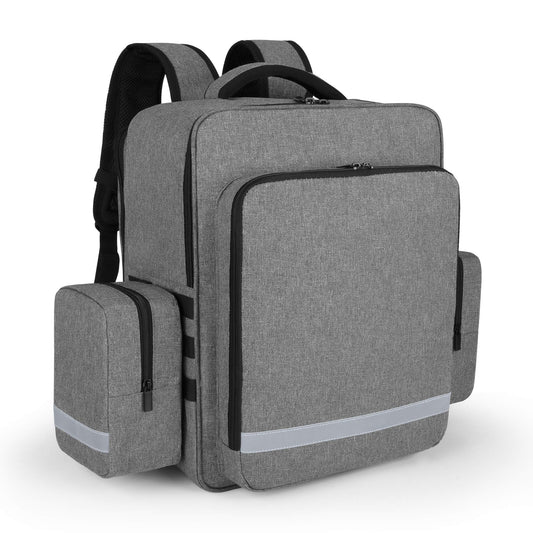 TRUNAB Emergency Medical Backpack – Modular EMT-Style Organizer with Detachable Side Pockets & Non-Slip Base (Grey)