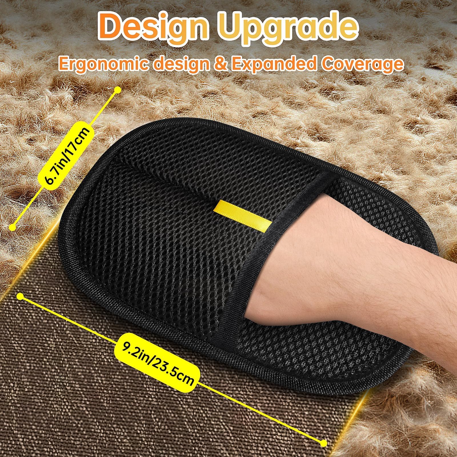 Electrostatic Pet Hair Remover Glove – Reusable Anti-Static Fur Removal Mitt for Furniture, Carpets, Bedding & Car Interiors (Black, 1-Pack)