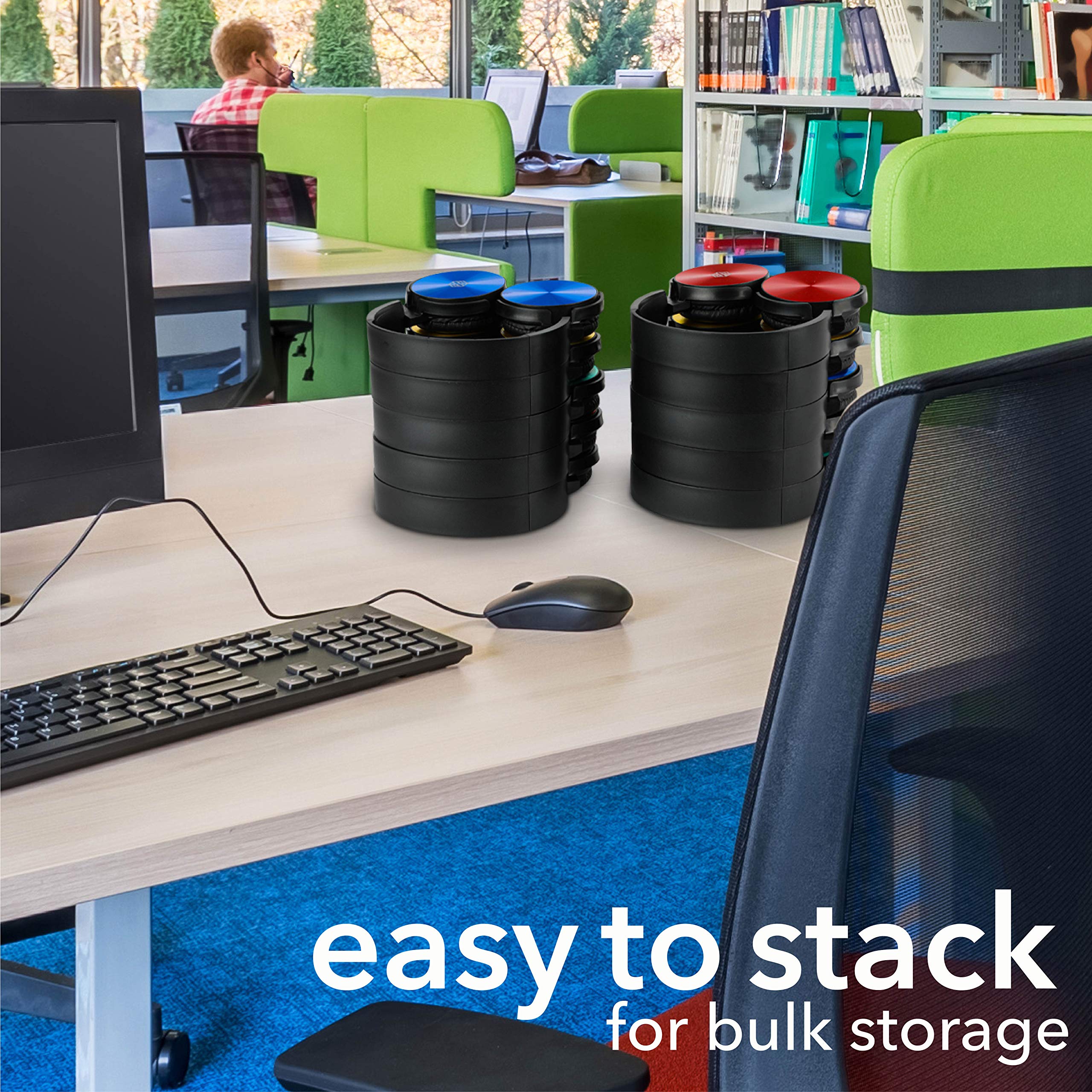 Kids Headphones Bulk 5 Pack – On-Ear Student Classroom Headphones with 3.5mm Jack