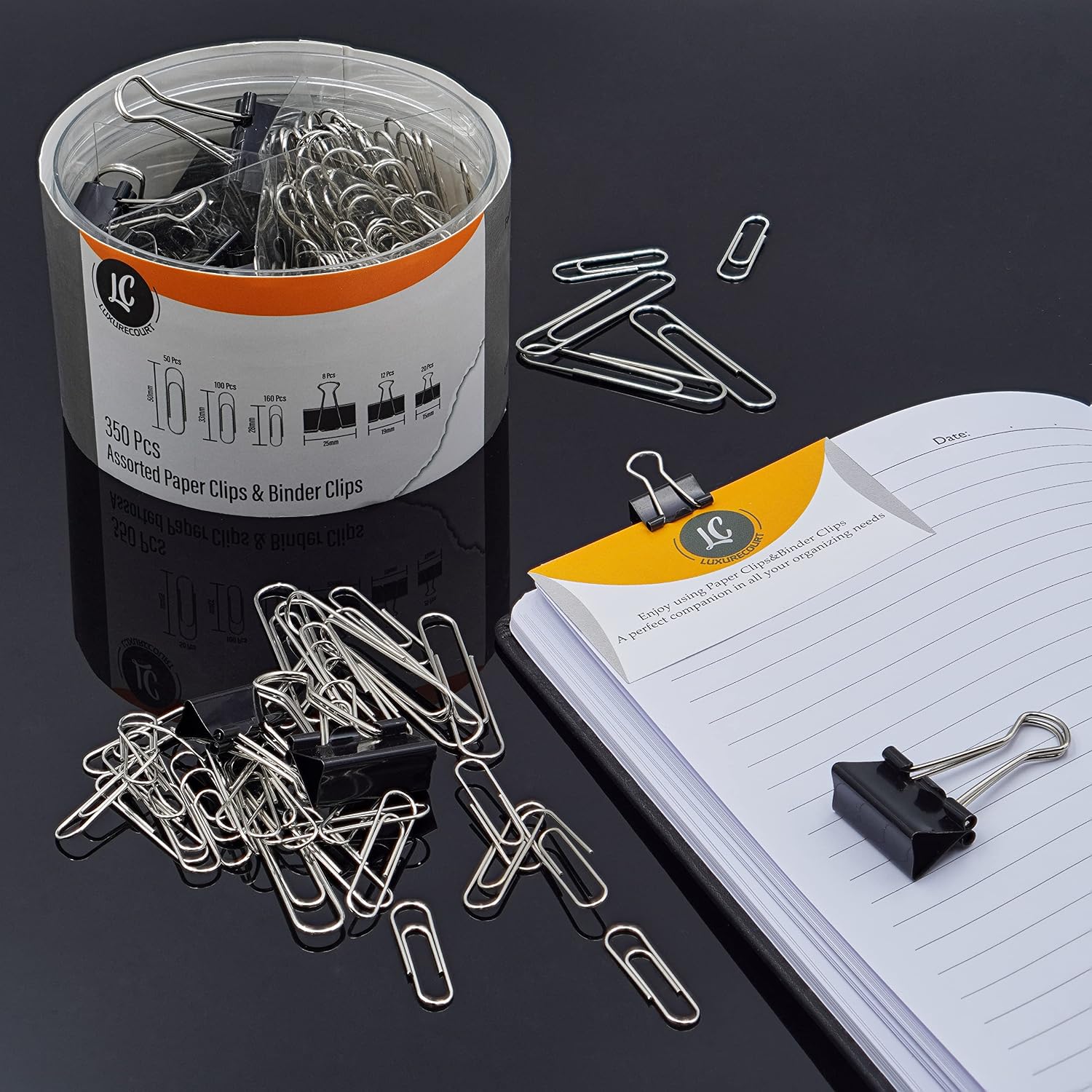 350-Piece Paper Clip and Binder Clip Organizer Set