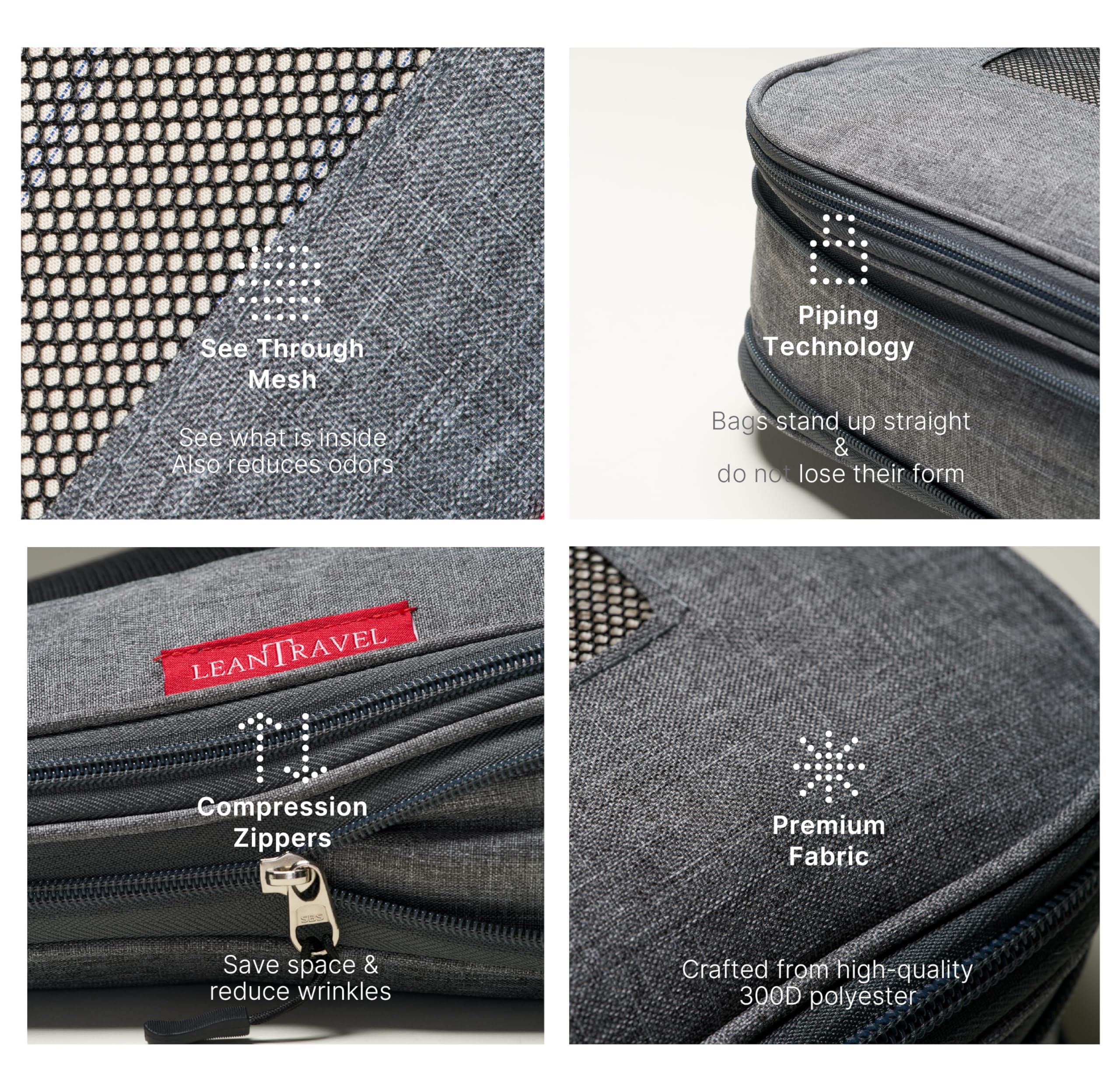 Travel Compression Packing Cubes Set for Luggage, Space Saving Suitcase Organizers with Mesh Panels (6 Pieces)