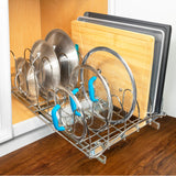 Lynk Professional Extra-Large Pull-Out Pot Lid & Cookie Sheet Organizer – Heavy-Duty Sliding Cabinet Rack