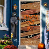 Halloween Door Cover with Wood-Look Spider Web Design – Large 71"x28" Fabric Door Banner for Indoor & Outdoor Decorations (Red & Brown)
