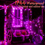 Halloween LED String Lights with Black Creepy Cloth – 50 LEDs Orange & Purple Lights, 8 Modes, Timer, Battery Powered (79 x 31 in)