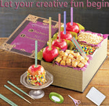 Luxury Candy Apple Stick Kit – 24 Rhinestone Sticks, 24 Bags, Silver Ribbon & Scissors – Black + Silver Caramel Apple Decorating Set