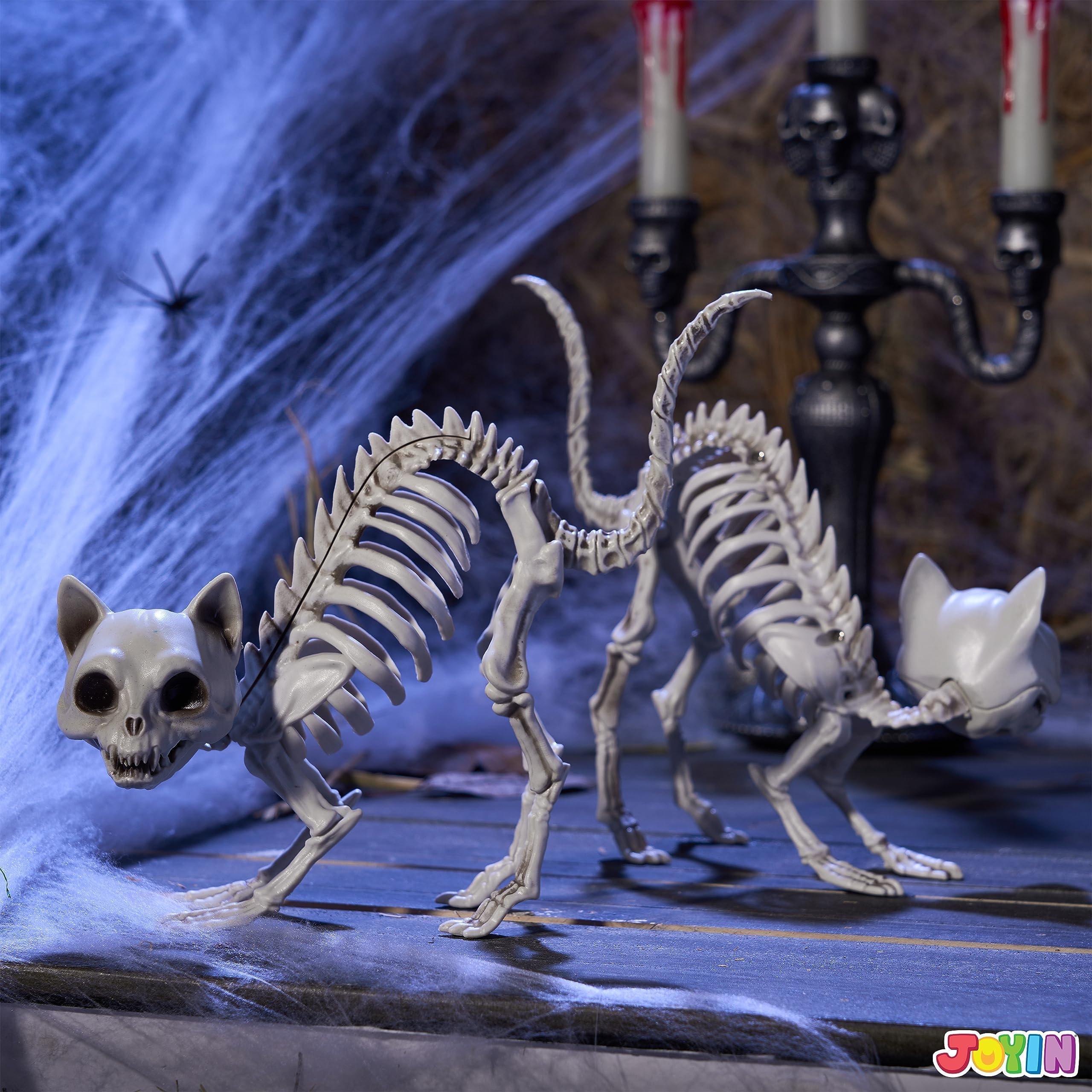 2PCS Halloween Skeleton Cats – Realistic Weatherproof Outdoor Decorations for Yard, Lawn & Patio