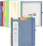 Purple Foldable Clipboard Folio with 10 Storage Pockets