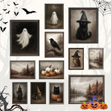Halloween Wall Art Prints Set – 10PCS Vintage Gothic Posters & Ghost Aesthetic Decor for Bedroom & Living Room