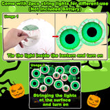 Halloween Green Eyeball Paper Lantern Set – 8 Pack with LED String Lights & Hanging Décor