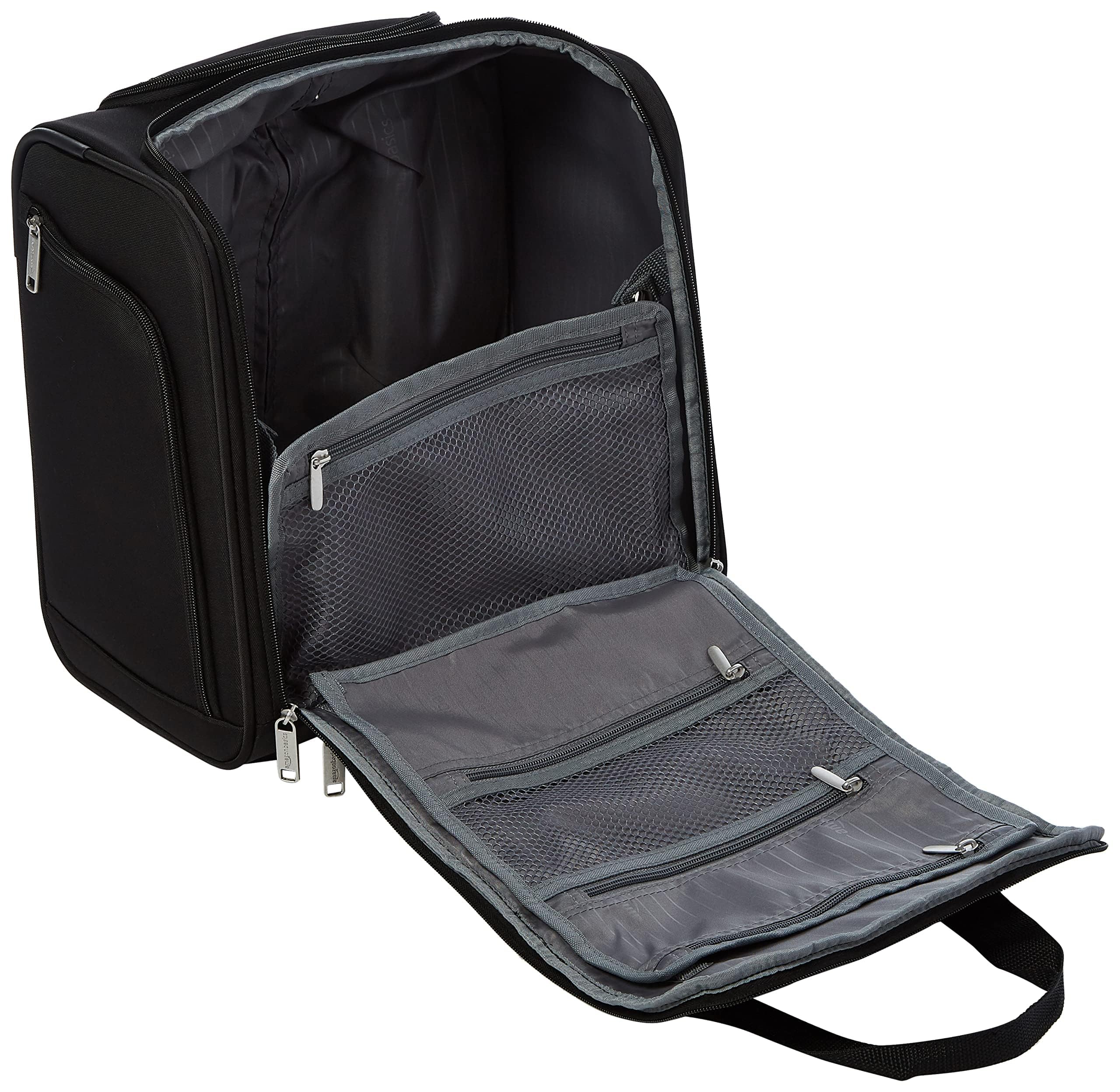 Amazon Basics 14-Inch Underseat Carry-On Luggage with Wheels – Compact Rolling Travel Bag, Black
