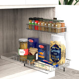 2-Tier Pull-Out Under Cabinet Organizer – Chrome Heavy-Duty Sliding Shelf System