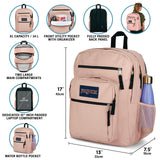 JanSport Big Student Laptop Backpack with 15″ Laptop Sleeve – Classic 2-Compartment School & Everyday Backpack (Black)