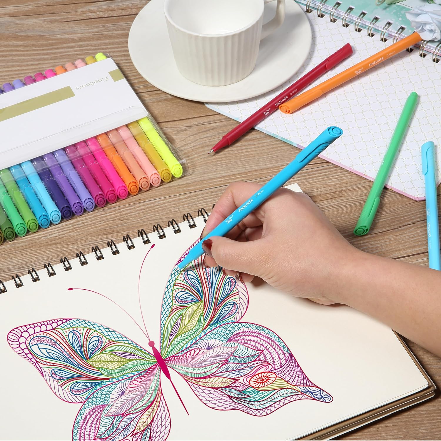 24-Color 0.4 mm Fineliner Pen Set for Journaling