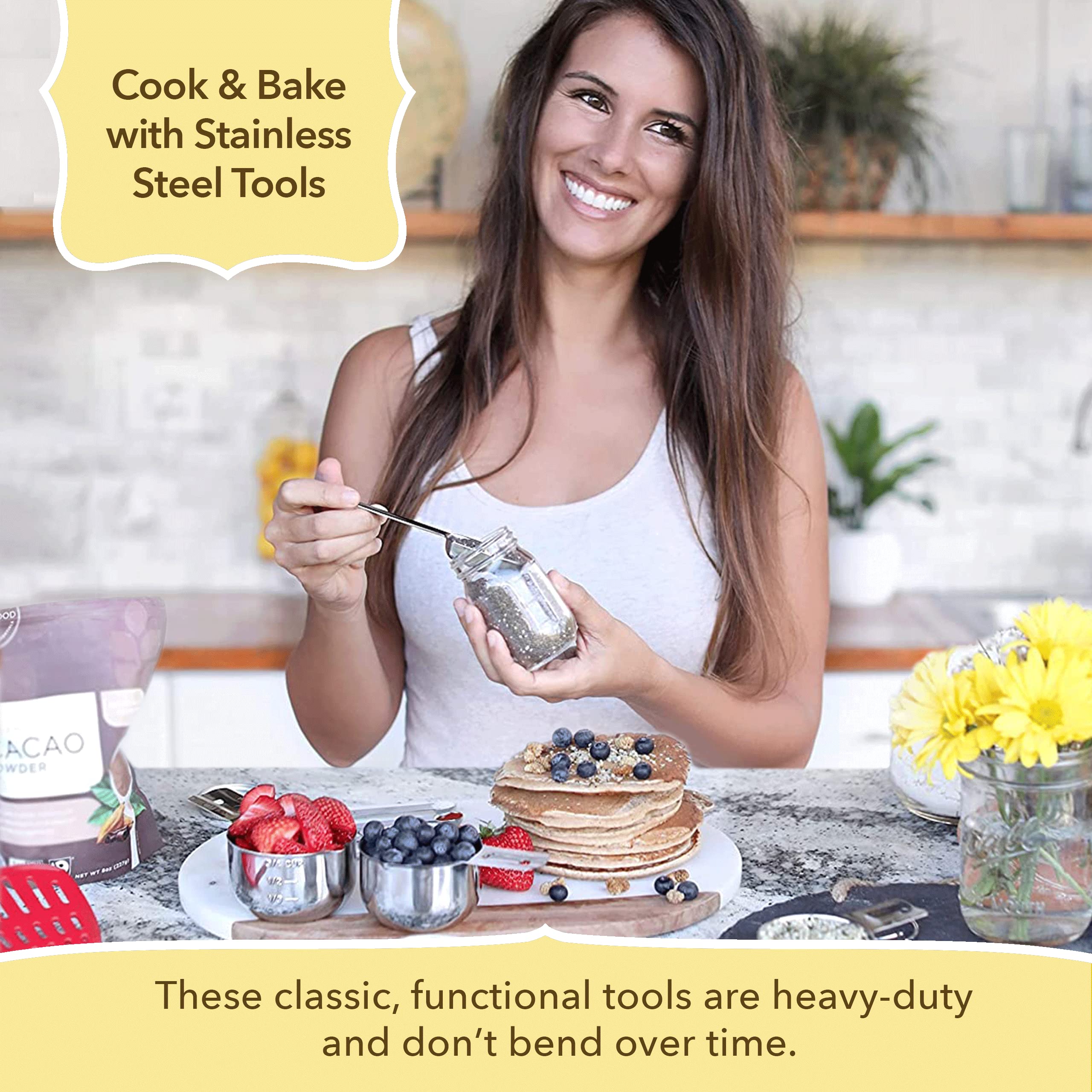 Stainless Steel Measuring Cups & Spoons Set – Dishwasher Safe, Stackable, US & Metric (12-Piece)