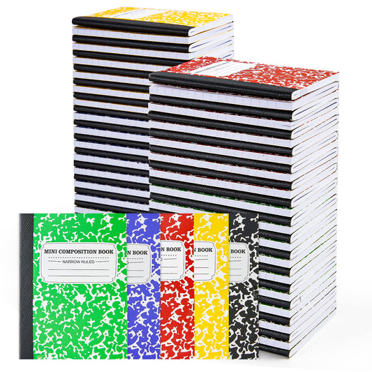 Feela Mini Composition Notebooks – 70 Pack Pocket Size Lined Journals in 5 Solid Colors (4.5” x 3.25”)