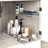 2-Tier Pull-Out Under Cabinet Organizer – Chrome Heavy-Duty Sliding Shelf System