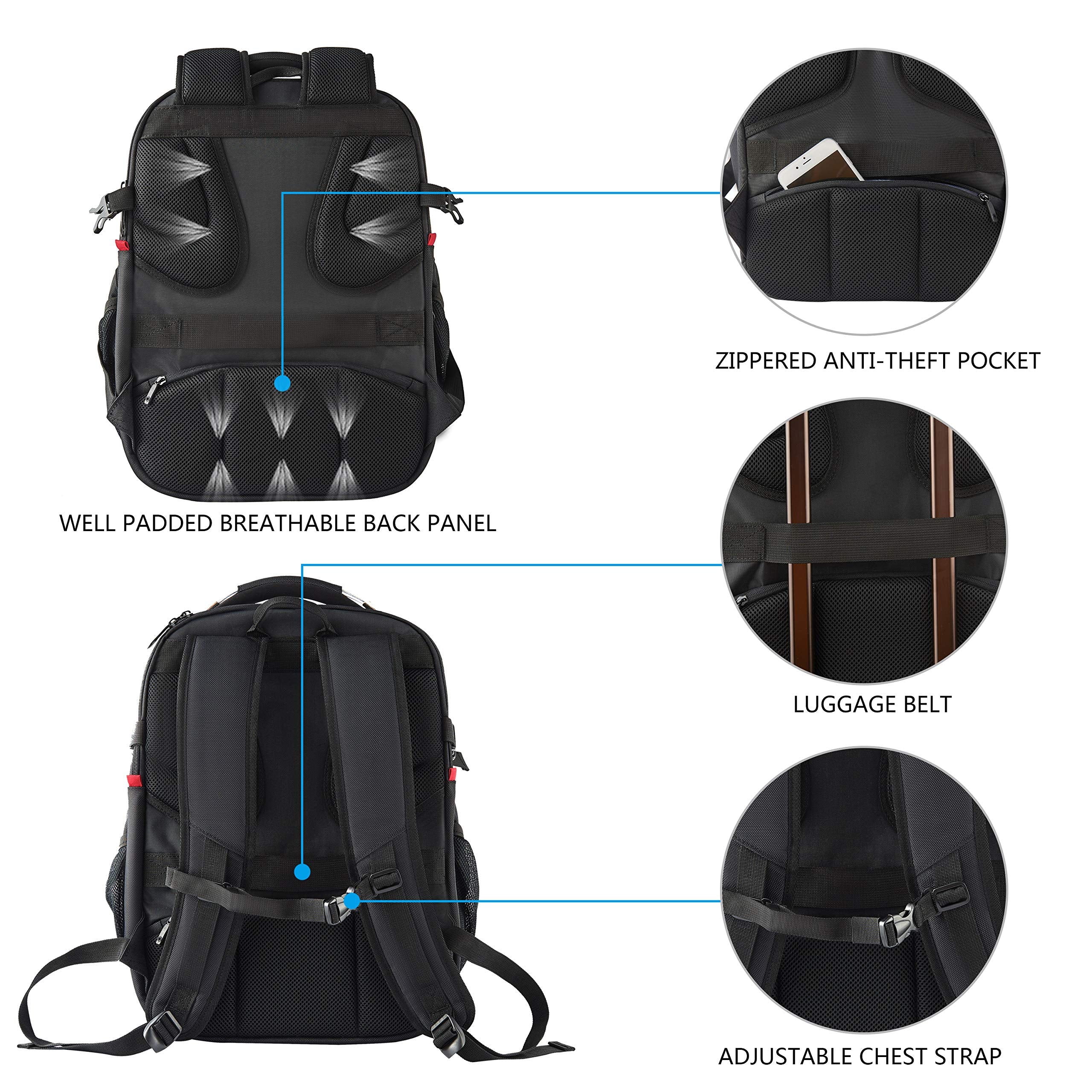 KROSER 17.3″ Travel Laptop Backpack with Hard Shell SafeRoom – RFID Protected, Water-Repellent Business & College Backpack (Black)
