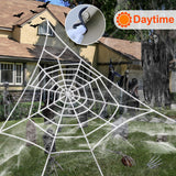 Large Lighted Halloween Spider Web – 250 LED Purple Lights with Hook & Stakes, Weatherproof Outdoor Decoration