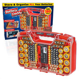 ONTEL Battery Daddy Storage Organizer Case with Tester – Double-Sided Portable Battery Holder, Stores up to 180 Batteries