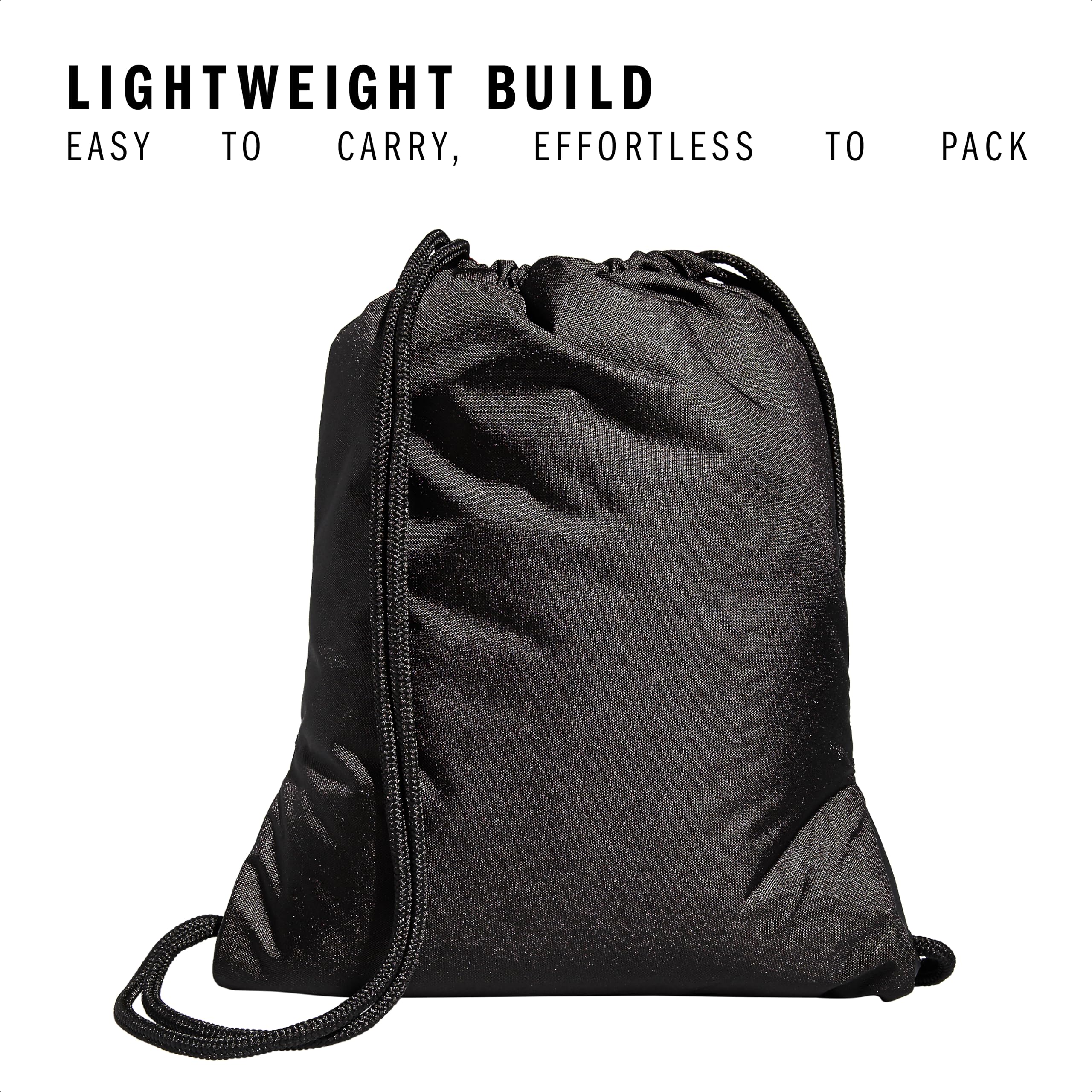 adidas Alliance Sackpack Drawstring Backpack 12L – Lightweight Sports & Gym Bag with Zipper Pocket (Black)