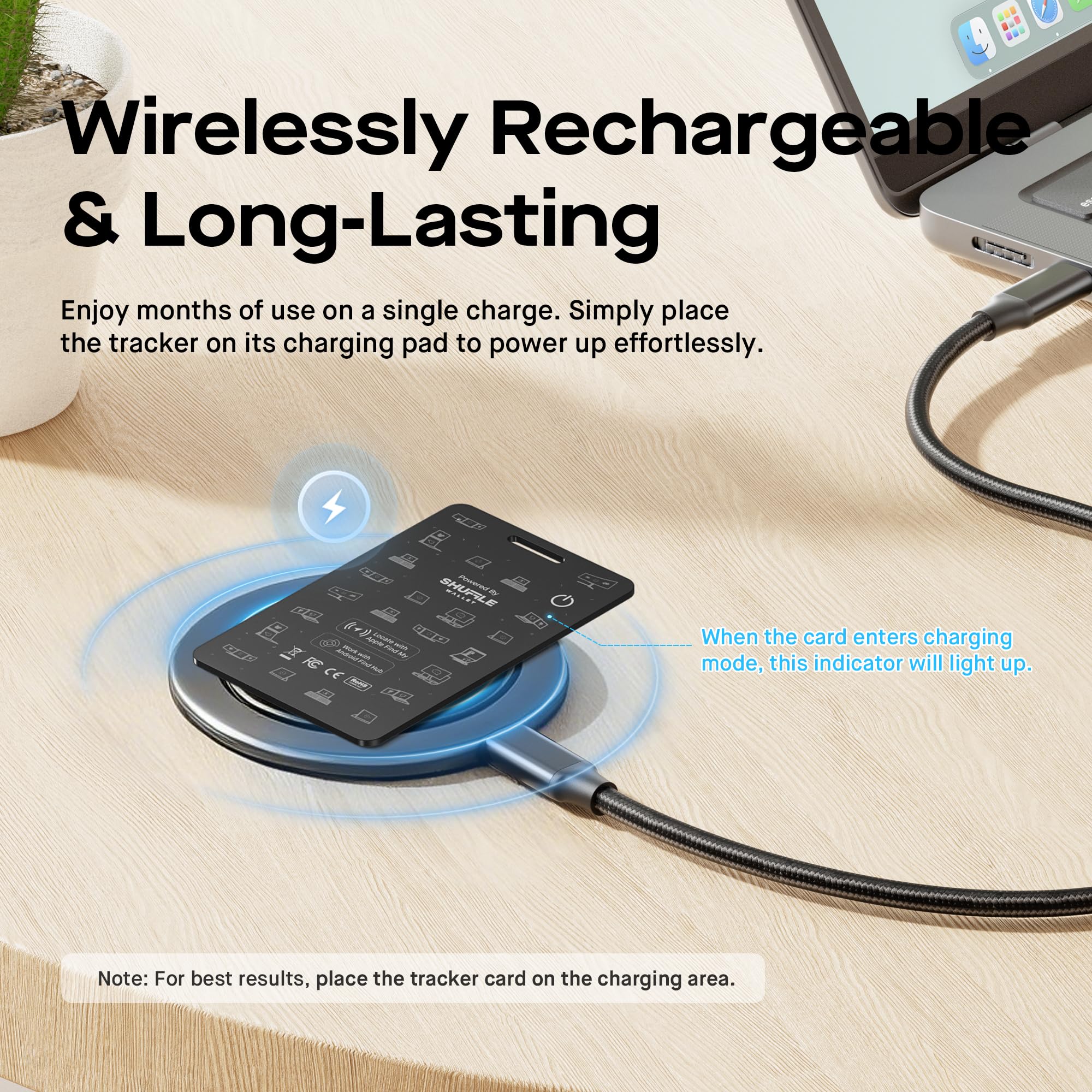 Ultra Slim Wallet Tracker Card, Rechargeable Bluetooth Finder Compatible with Apple Find My and Google Find My Device