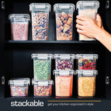 Airtight Pantry Storage Containers Set – 14 Piece Stackable Canisters with Pour Spout Lids, Labels & Scoop
