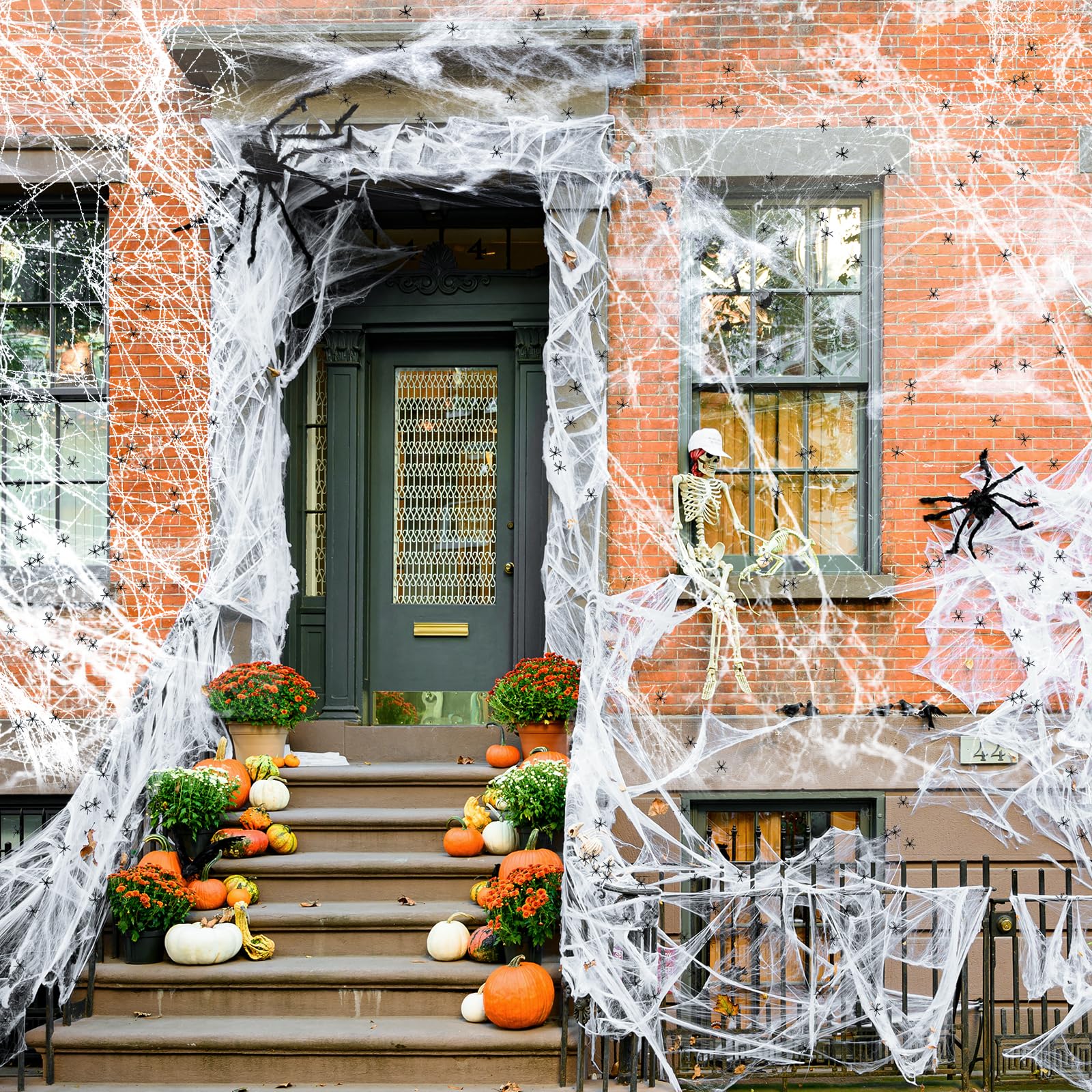 1400 Sqft Halloween Spider Web – Ultra Stretchy Polyester Cobweb for Indoor & Outdoor Decorations