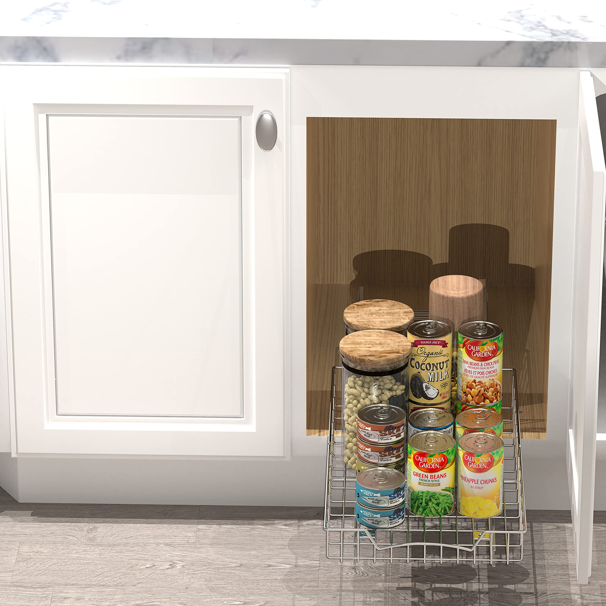 Under Cabinet Pull-Out Sliding Shelf Drawer – Heavy-Duty Ball-Bearing Organizer (21” x 11”)