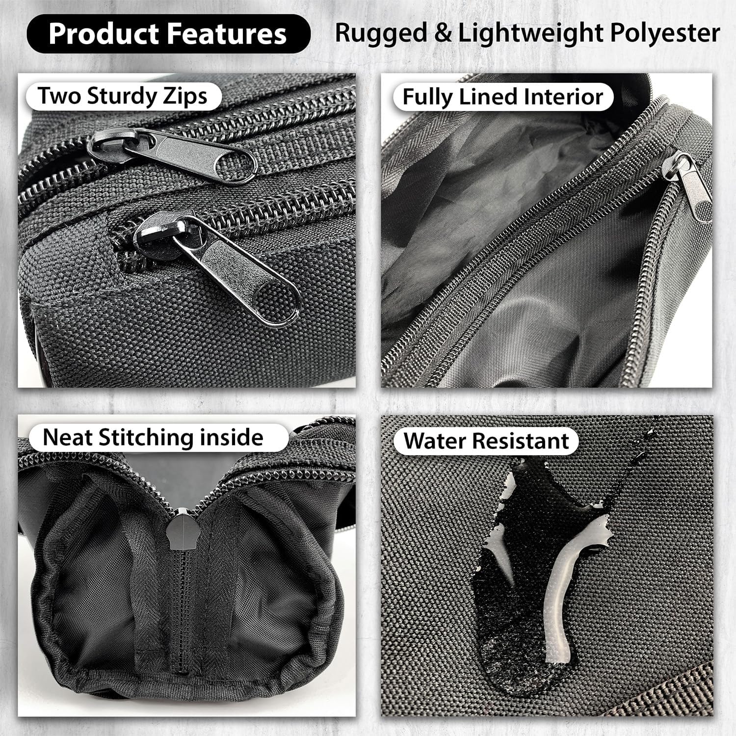 Black Large-Capacity Double-Zip Pencil Case